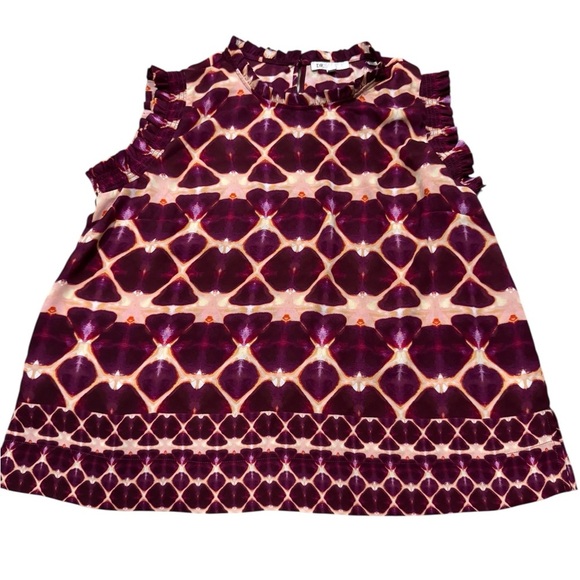 DR2 Women's Blouse Purple and Pink Pattern worn once XL semisheer sleeveless EUC - Picture 1 of 6